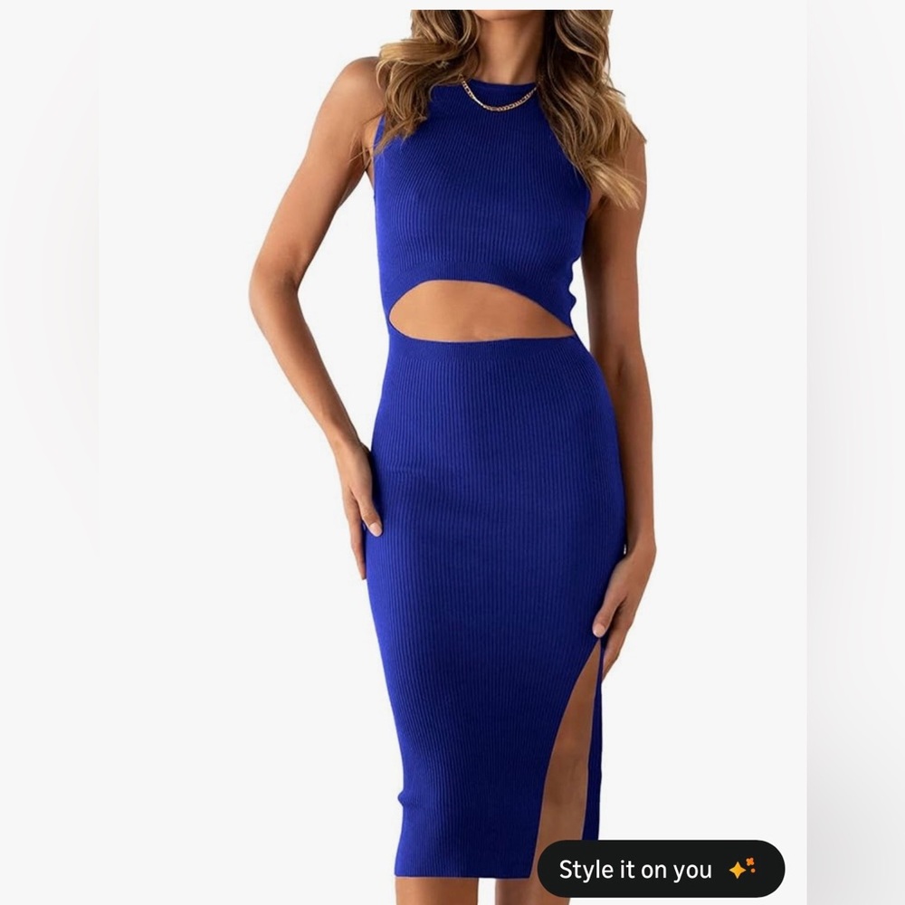 Elegant Blue Sleeveless Dress